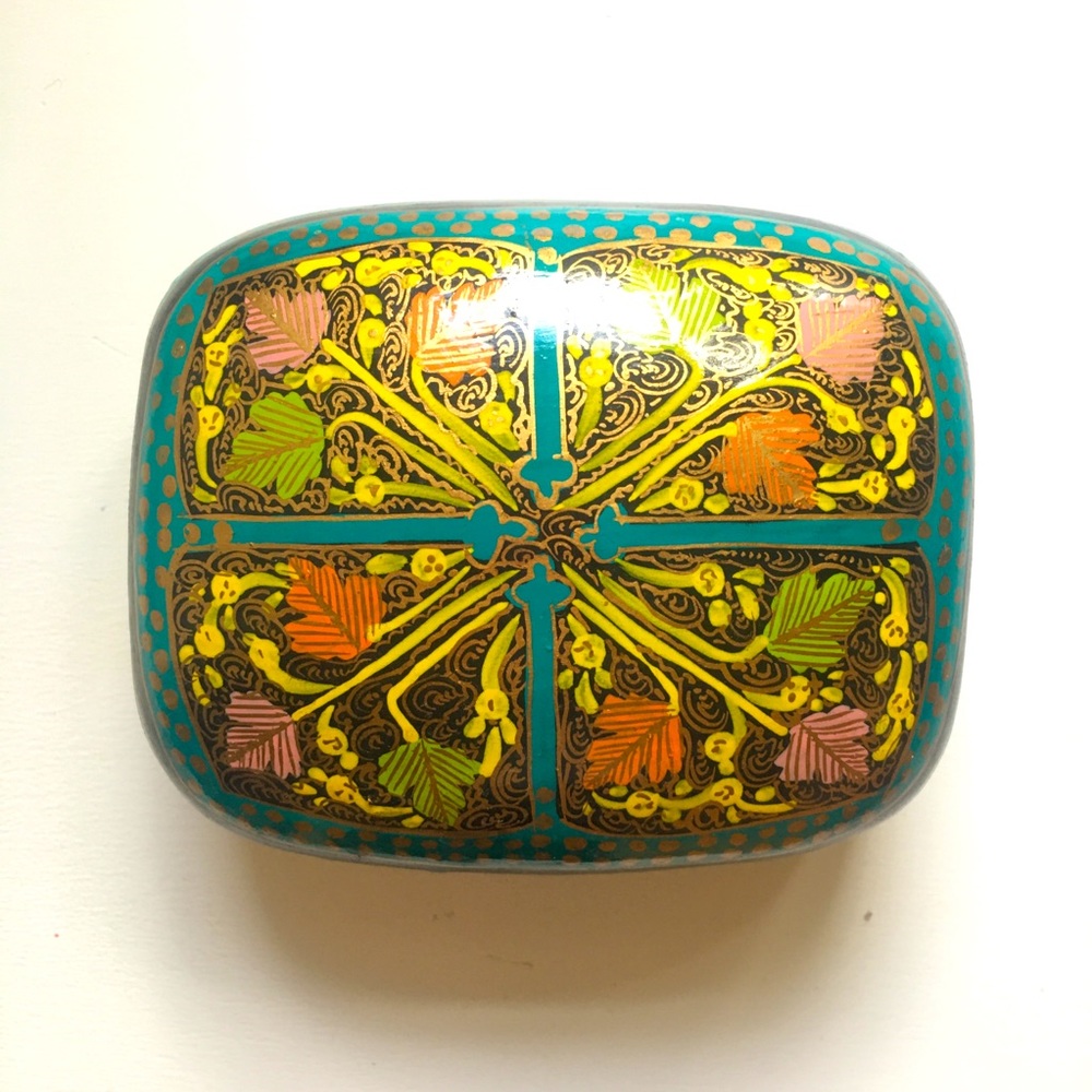 Vintage hand painted trinket box